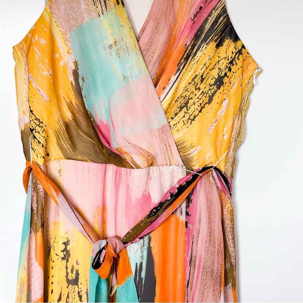 Chetta B Halter Tie Front Maxi Dress in Pink and Orange - Picture 8 of 15